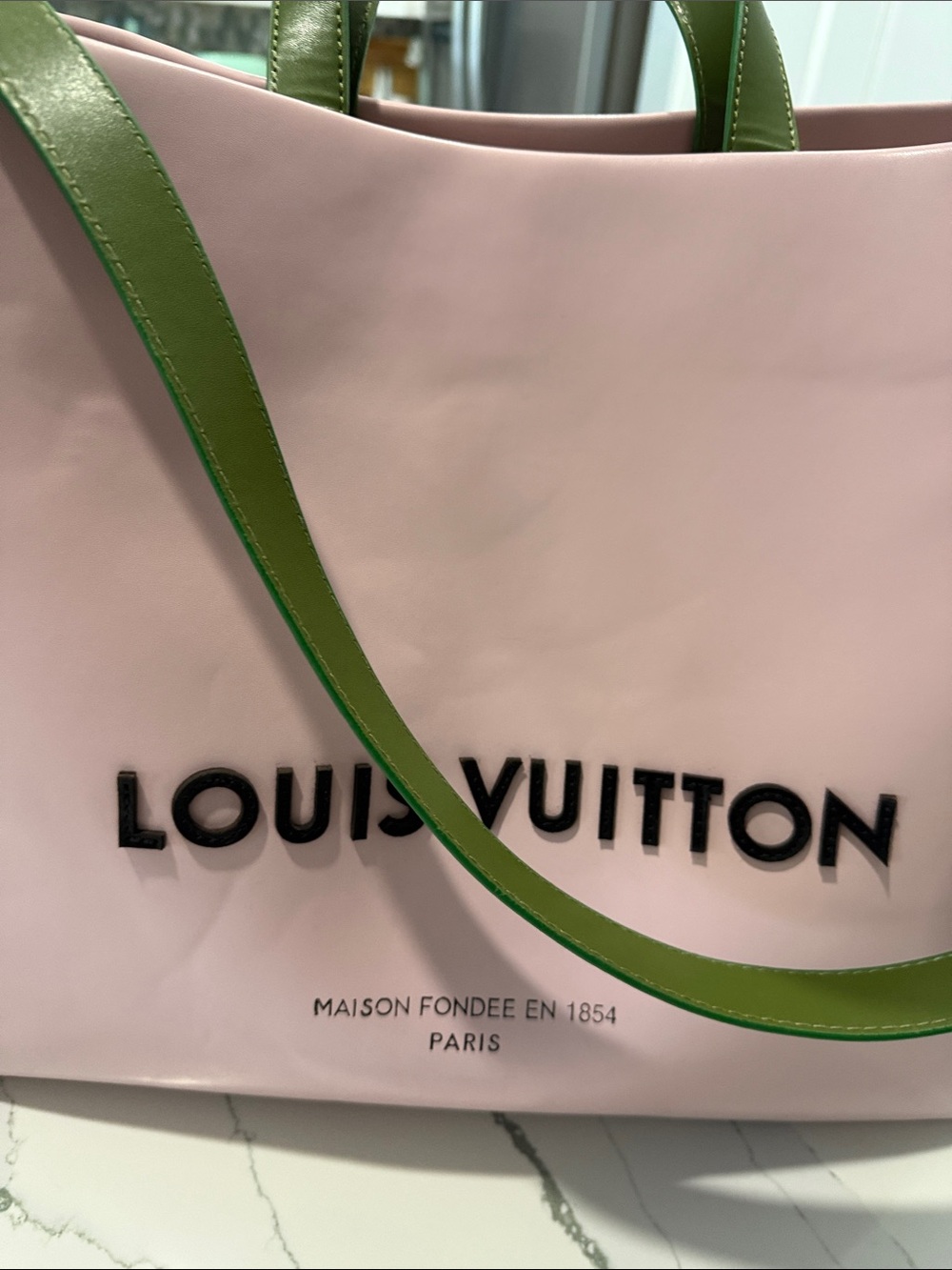 Pink and Khaki Green Shoppers Tote